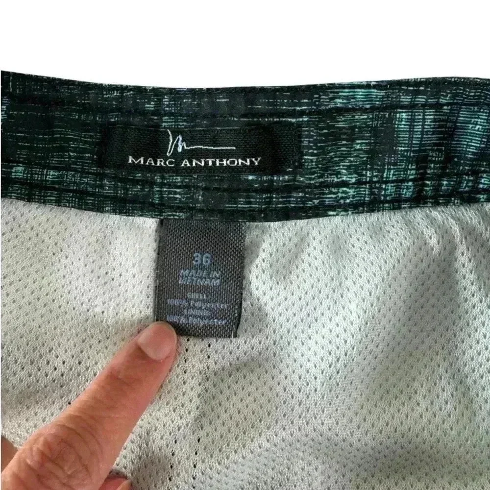 MARC ANTHONY MENS SWIM Trunks SHORTS  SIZE 36 Turquoise Blue Black